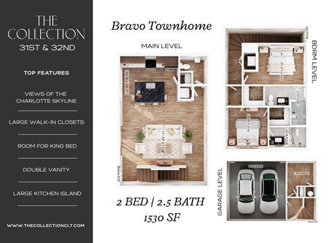 Floor plan for 2 beds, 2.5 baths, 1530 sqft